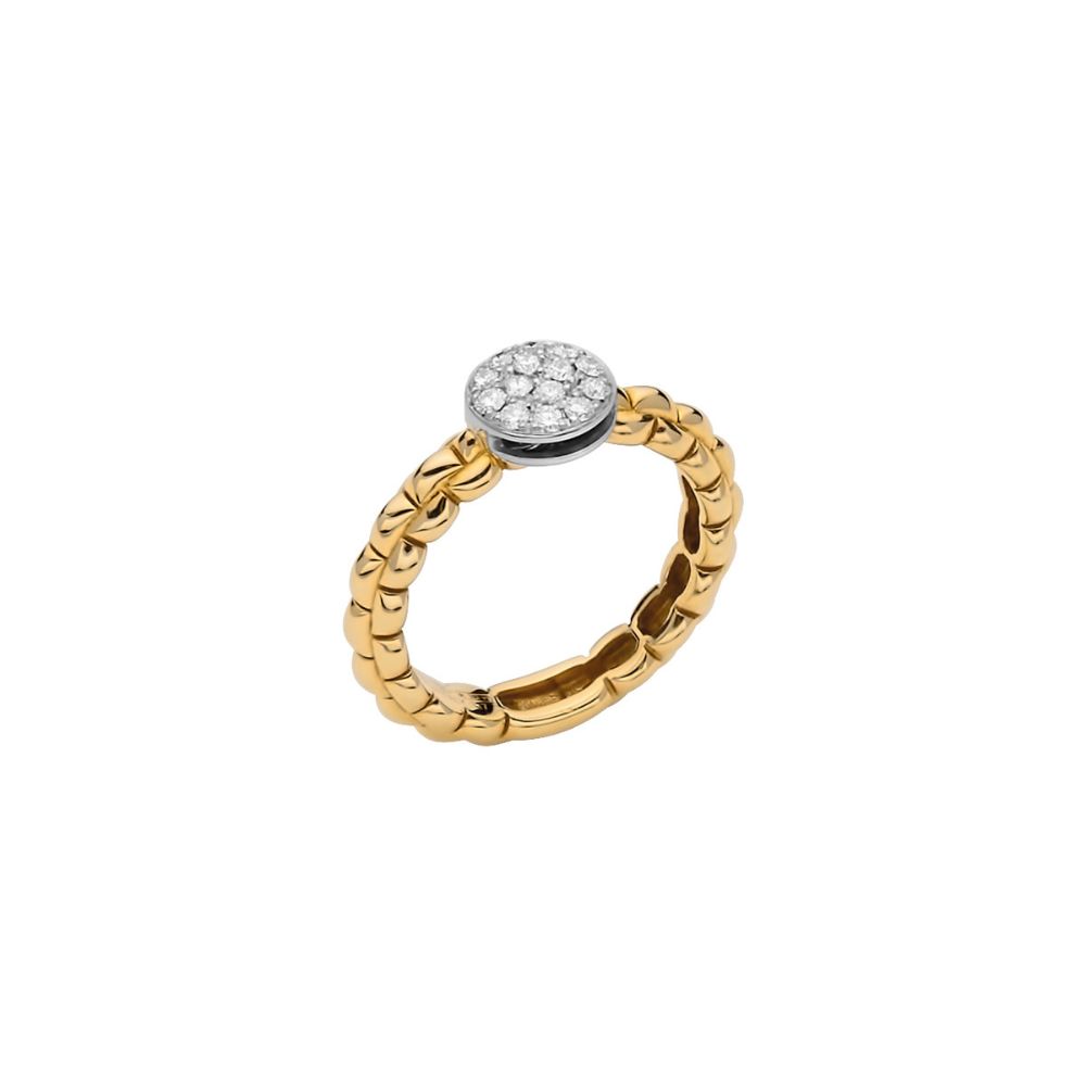 Fope Eka Collection Yellow Gold Ring with Diamond Pave