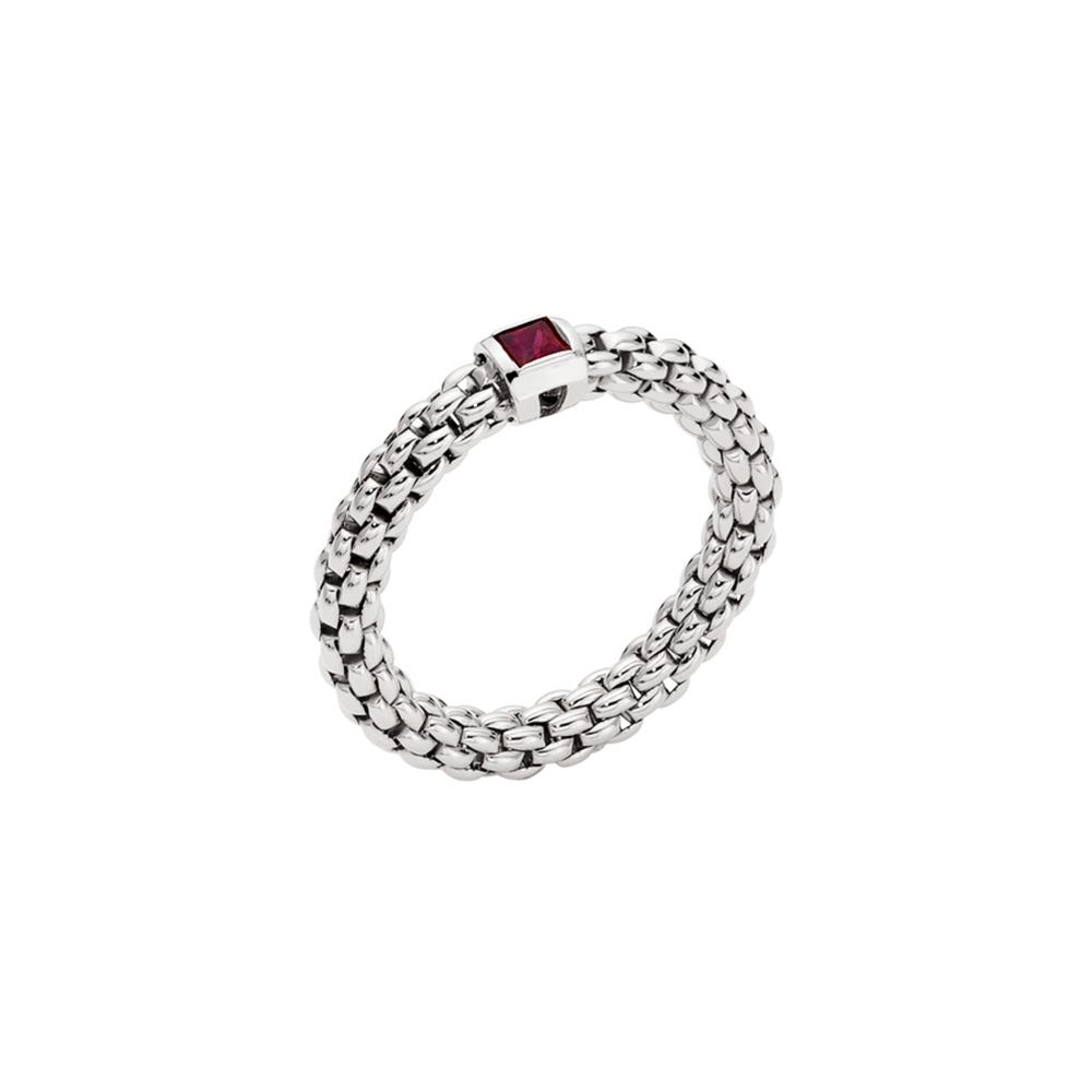 Fope Souls Collection Flex It Ring in White Gold with Ruby