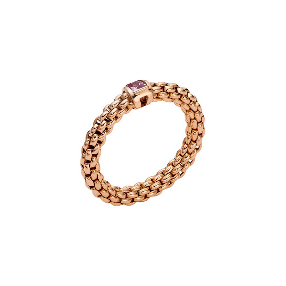 Fope Souls Collection Flex It Ring in Rose Gold with Pink Sapphire