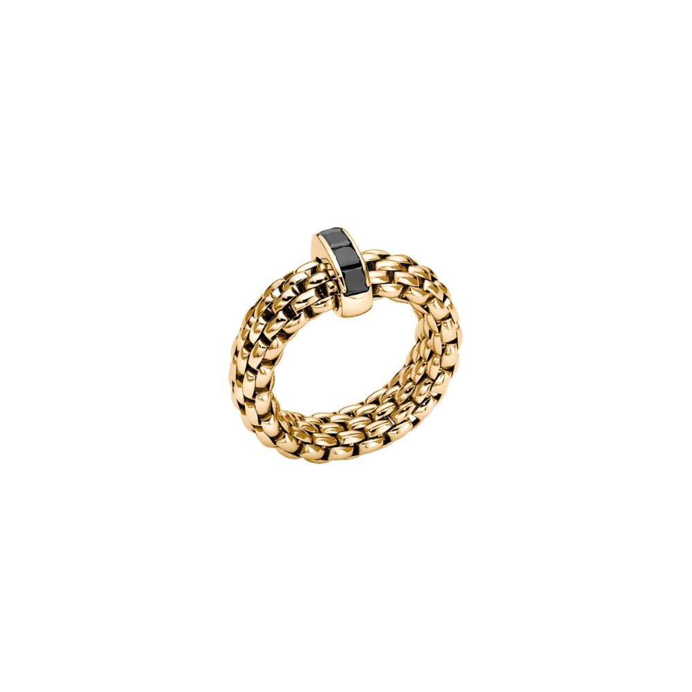 Fope Vendome Collection Flex It Ring in Yellow Gold and Black Diamonds