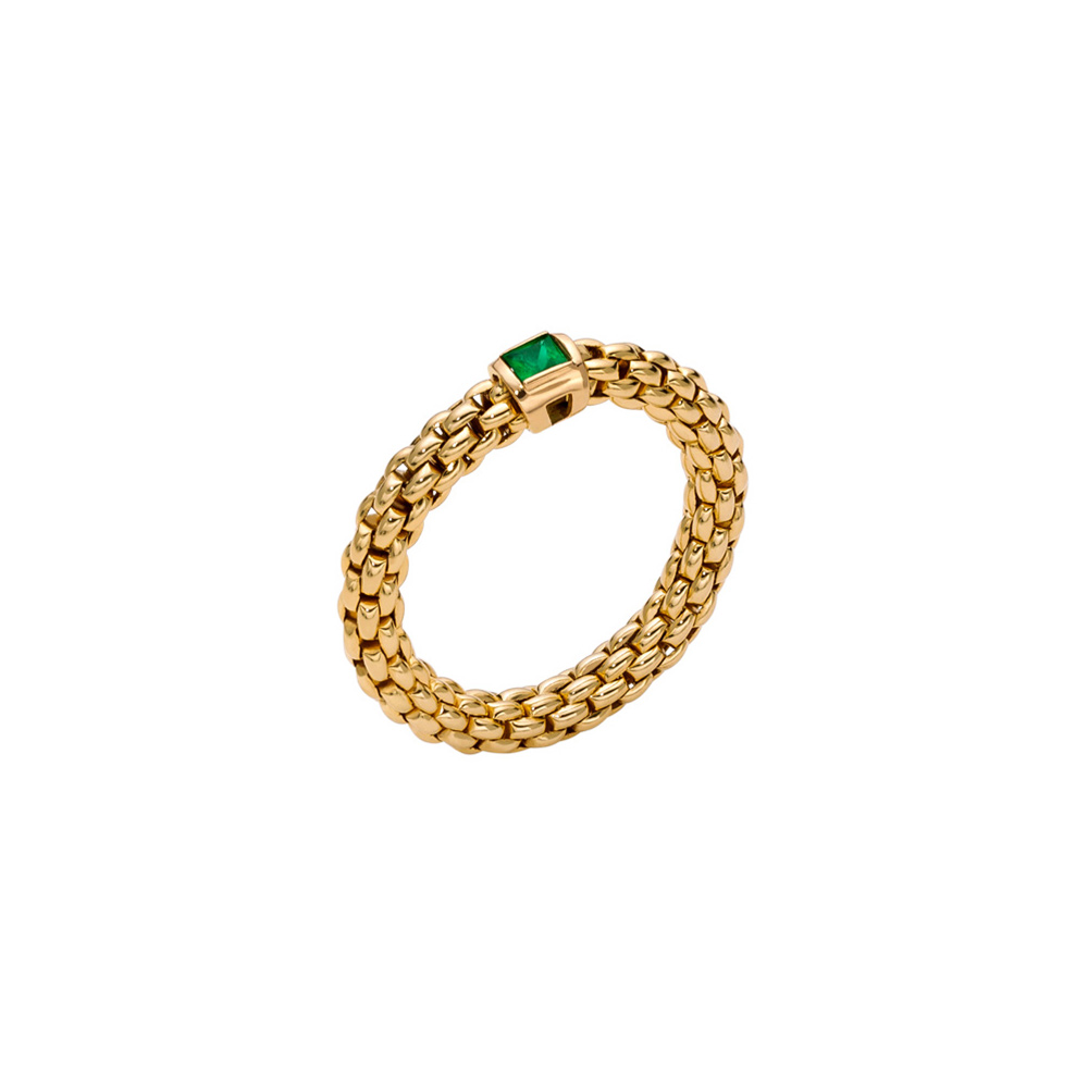 Fope Souls Flex It Ring in Yellow Gold with Emerald