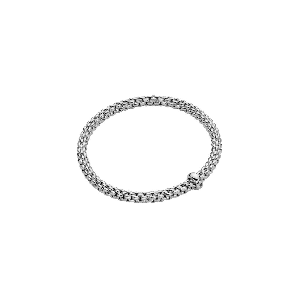 Fope Solo Flex It Collection Bracelet in White Gold with Black Diamond