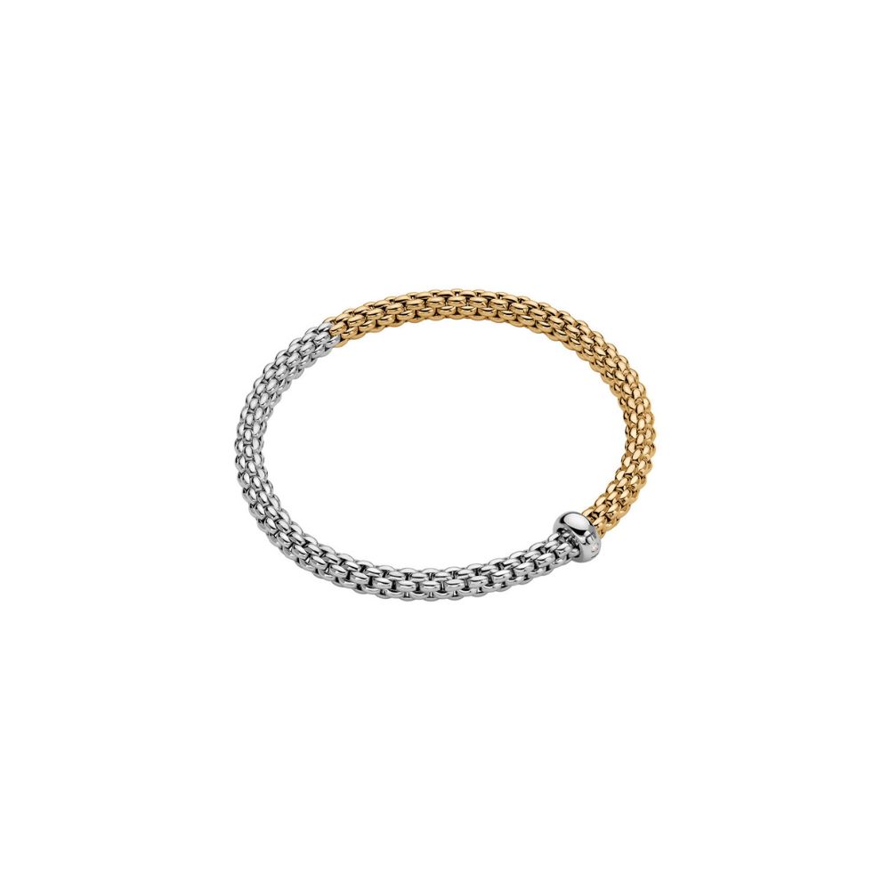 Fope Solo Flex It Collection Bracelet in White and Yellow Gold with Diamond