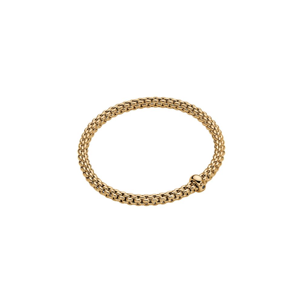 Fope Solo Flex It Collection Bracelet in Yellow Gold with Black Diamond