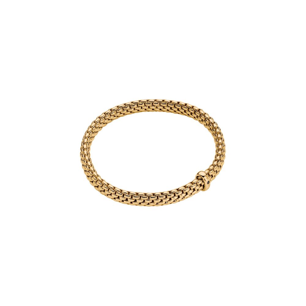 Fope Vendome Collection Flex It Bracelet in Yellow Gold with Black Diamond