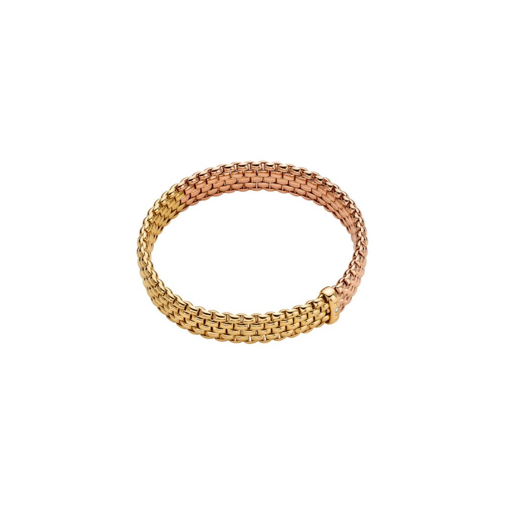 Fope Flex It Panorama Bracelet in Yellow and Rose Gold with Diamond