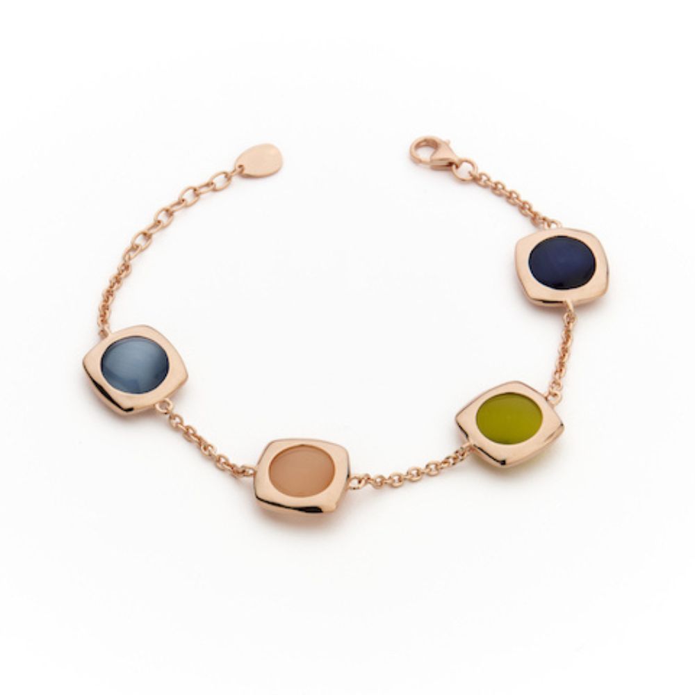 Bracciale Madi Oblo con Quattro Quarzi Idrotermali Colorati