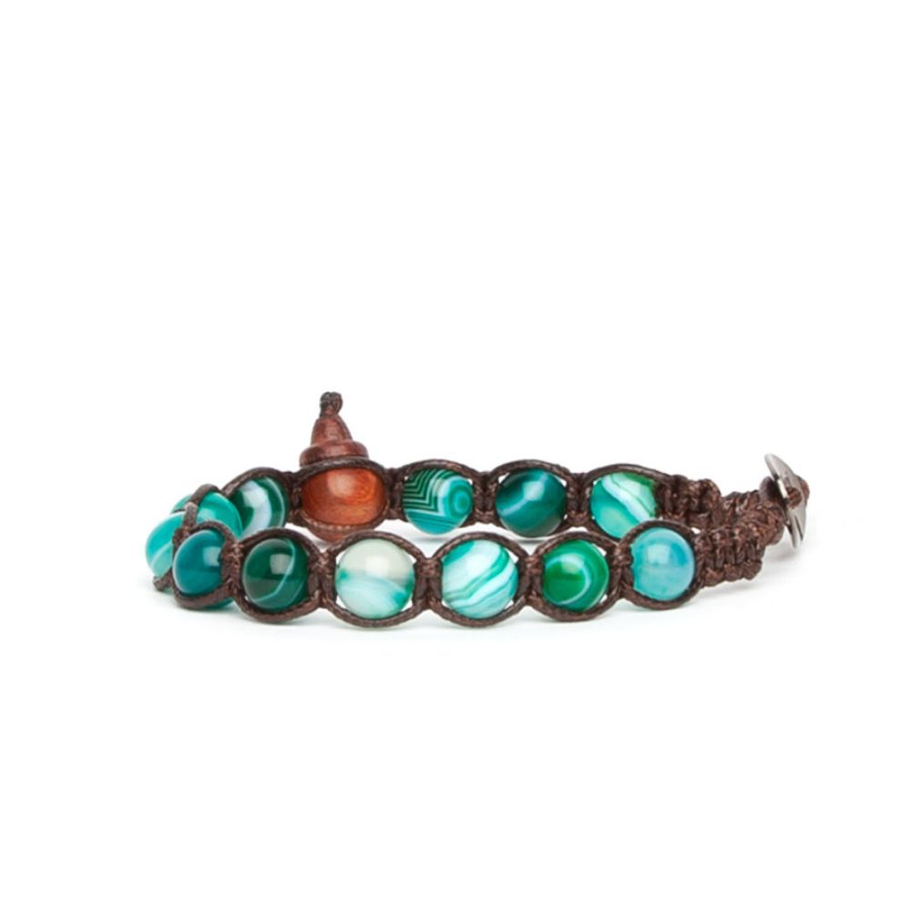 Tibetan Tamashii Bracelet with Striated Persia Green Agate