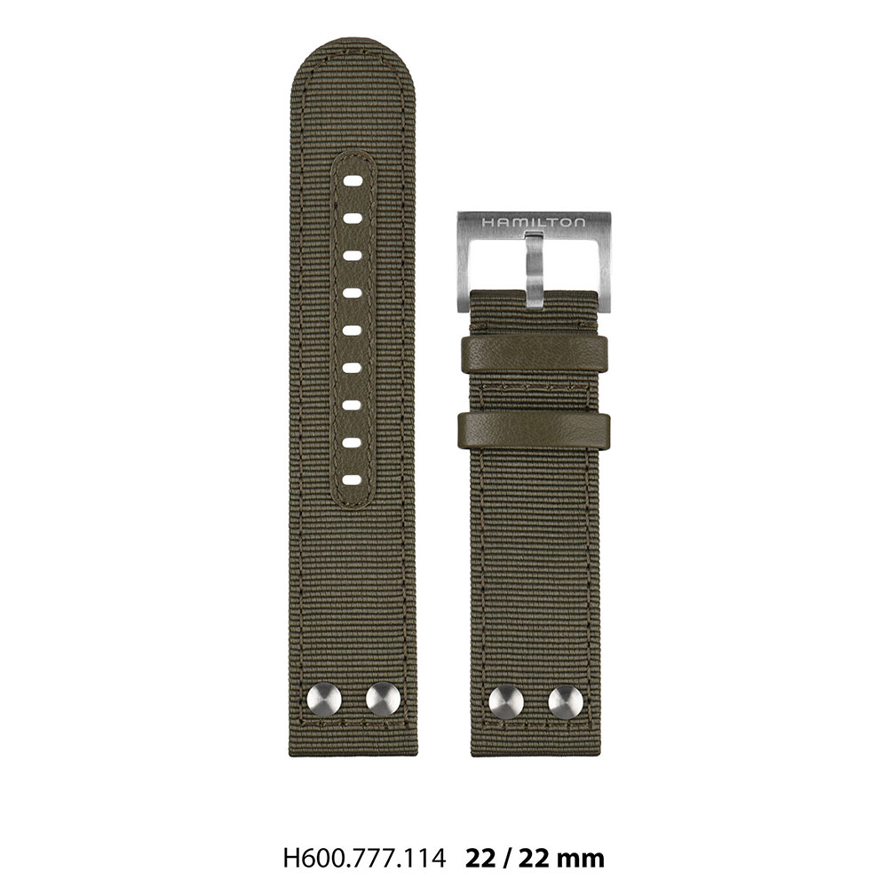 Cinturino Hamilton Khaki X-Wind Tessuto Verde 45 mm H600.777.114