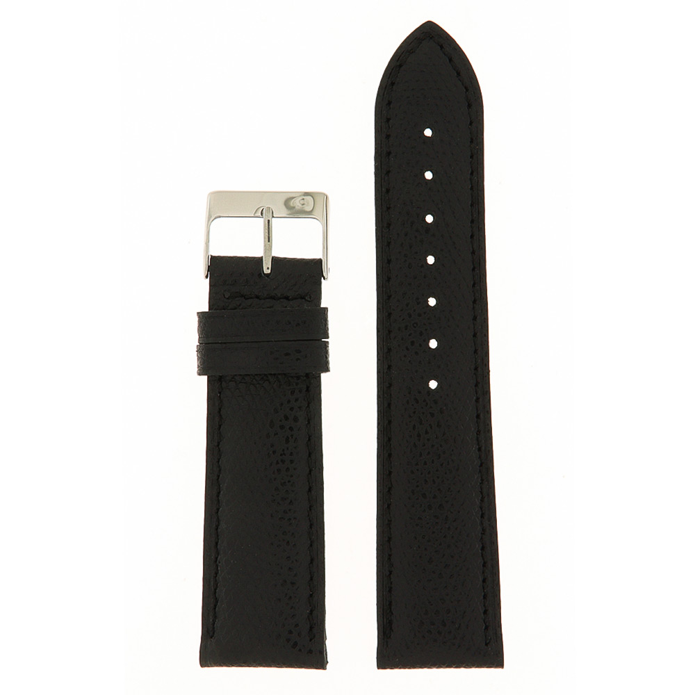 Black Rolled Leather Strap with Stitching