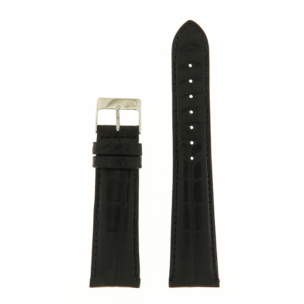 Black Rolled Leather Strap with Stitching