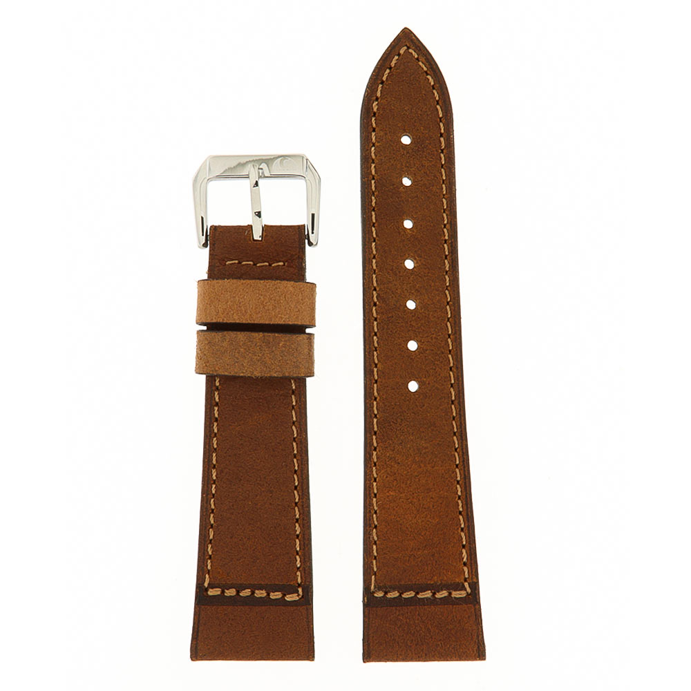 Black Rolled Leather Strap with Stitching