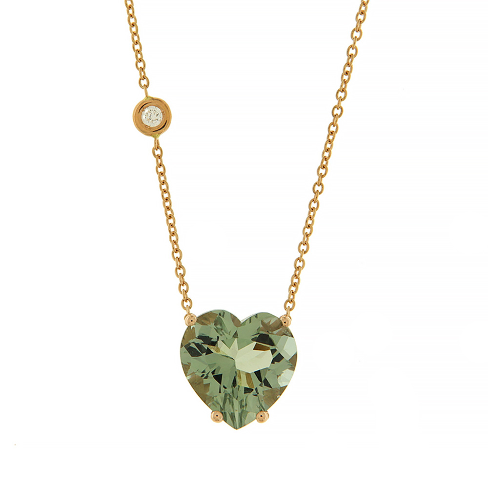 Fabio Ferro Prasiolite Heart Necklace in Rose Gold