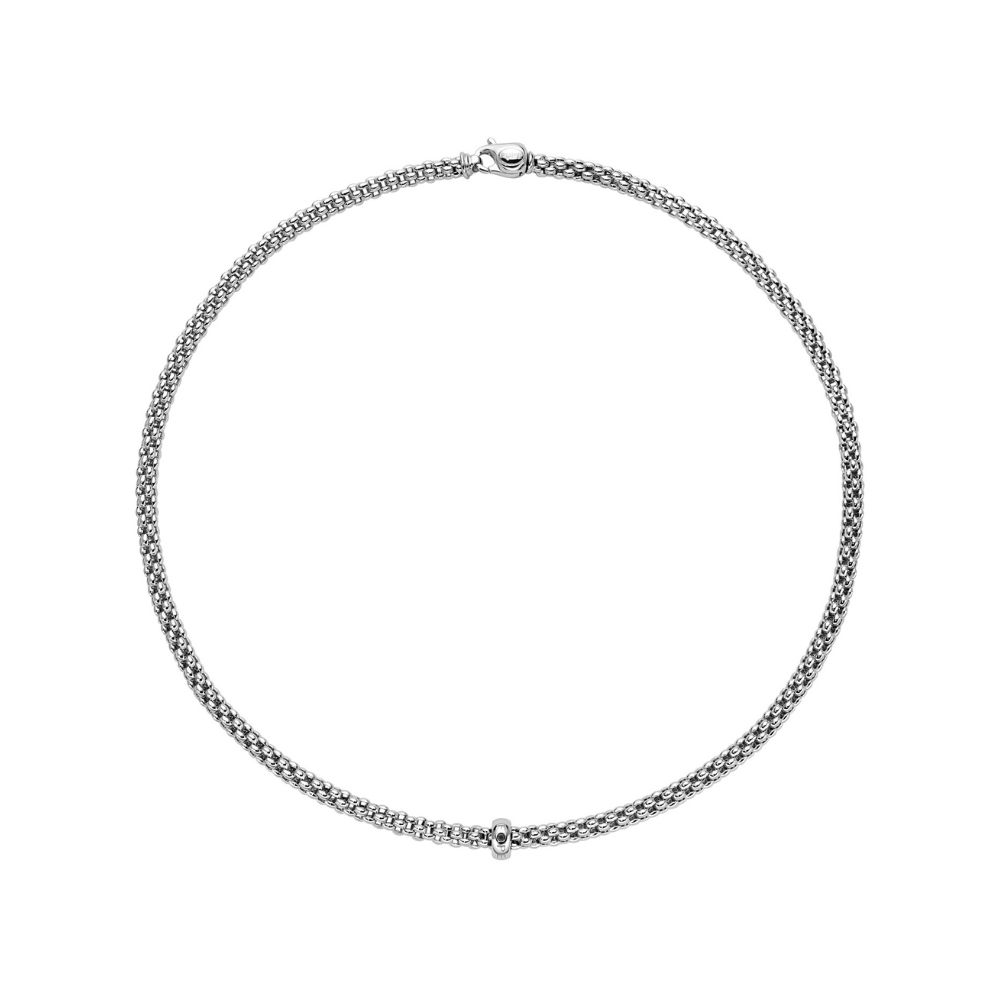 Fope Solo Collection White Gold Necklace with Black Diamond