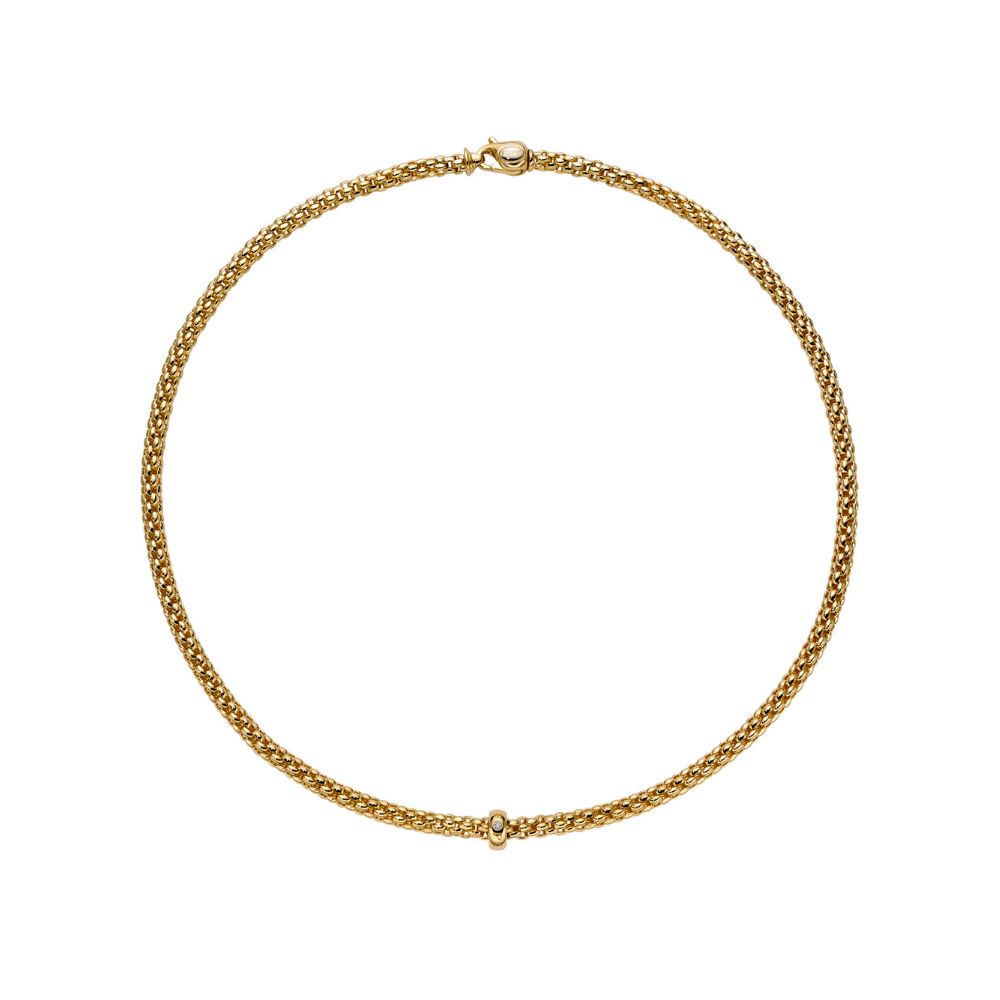 Fope Solo Collection Yellow Gold Necklace with Diamond