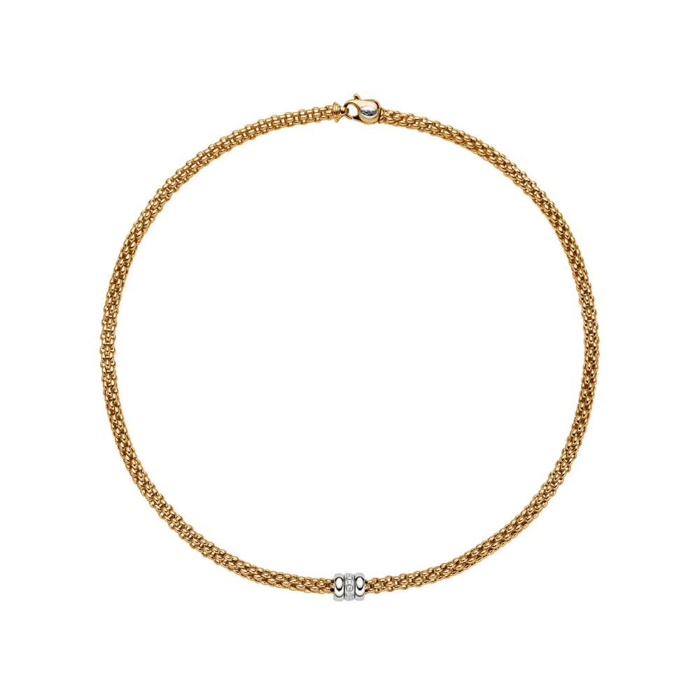 Fope Solo Collection Necklace in Yellow Gold and Diamonds