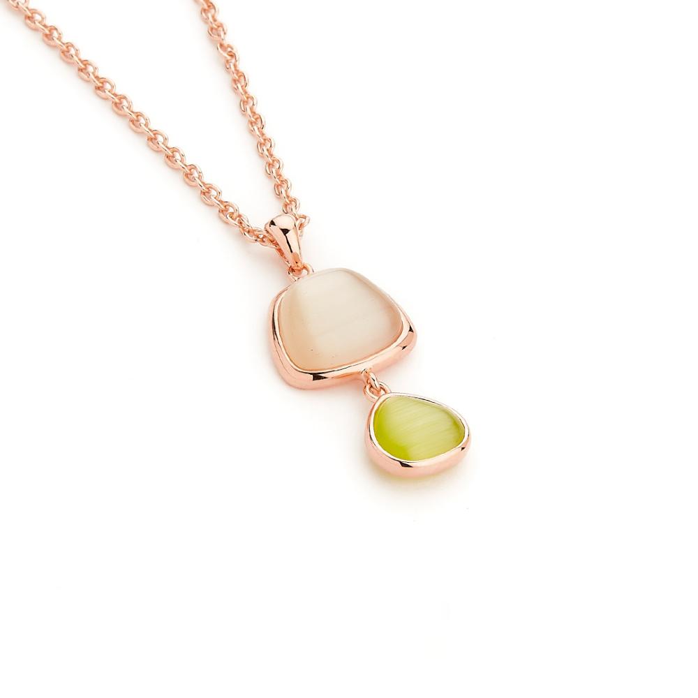 Madi Laguna Collection Necklace with Two Hydrothermal Quartz Ivory and Lime