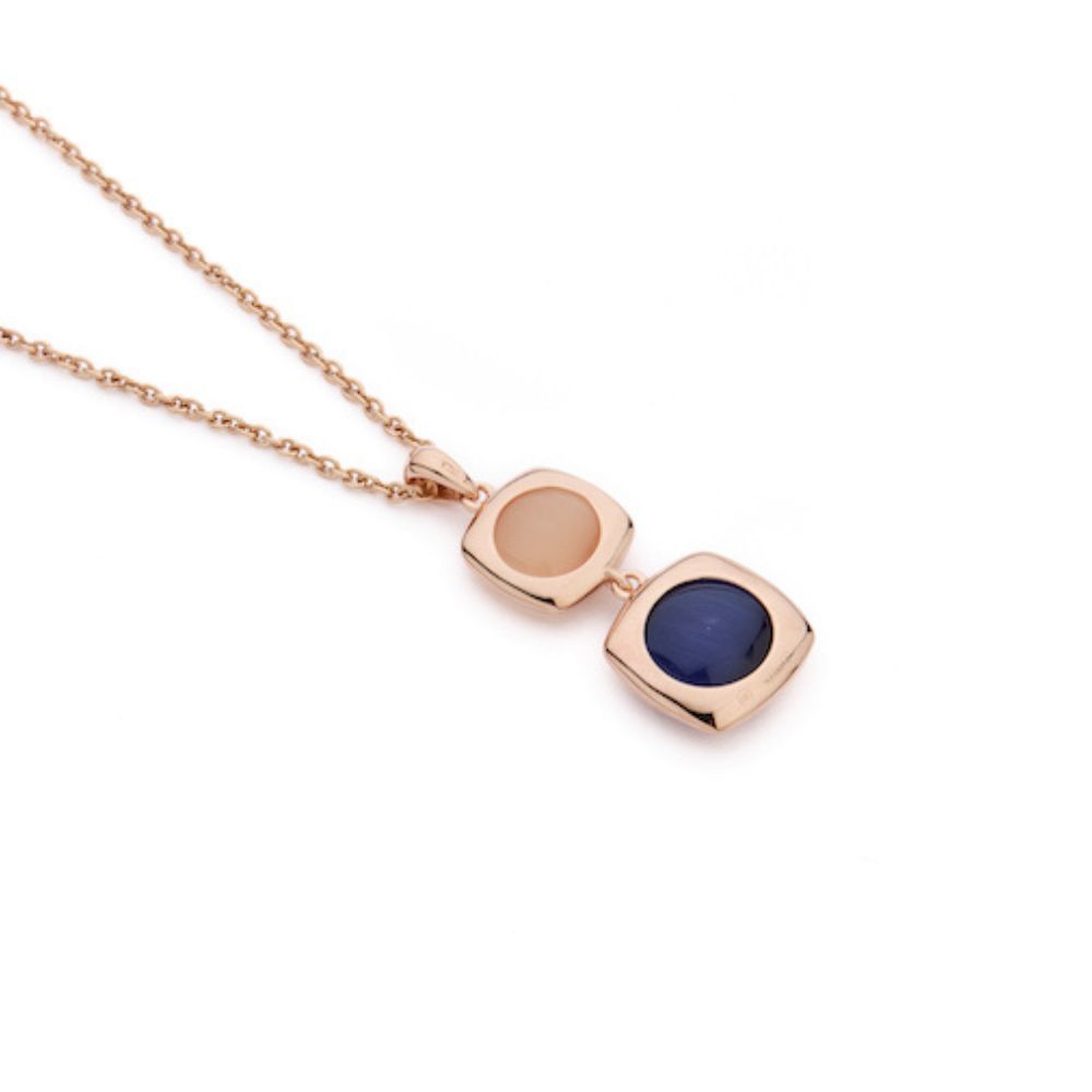 Collana Madi Oblo con Quarzo Idrotermale Blu e Beige