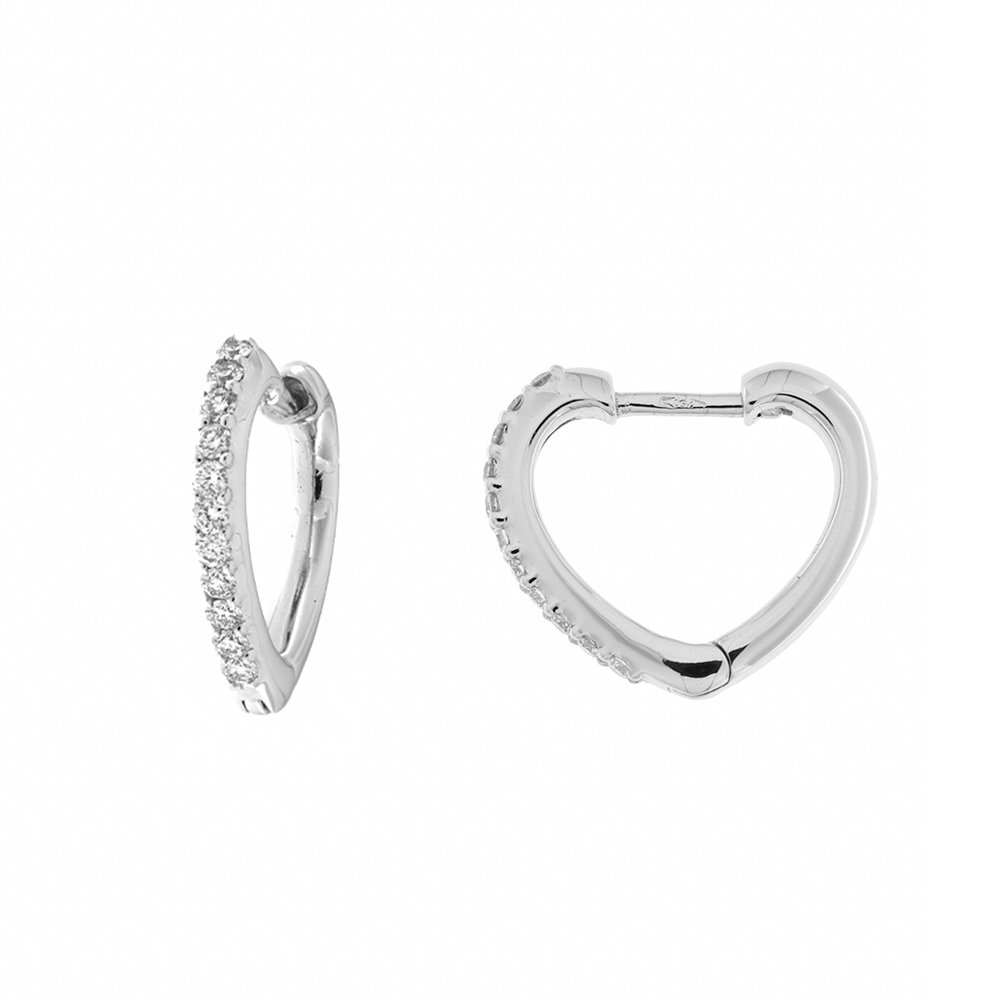 Fabio Ferro Heart Hoop Earrings in White Gold and Diamonds