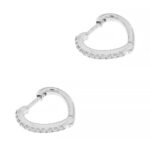 Fabio Ferro Heart Hoop Earrings in White Gold and Diamonds