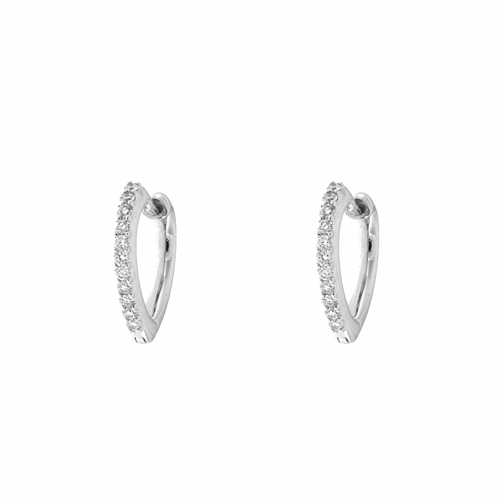 Fabio Ferro Heart Hoop Earrings in White Gold and Diamonds