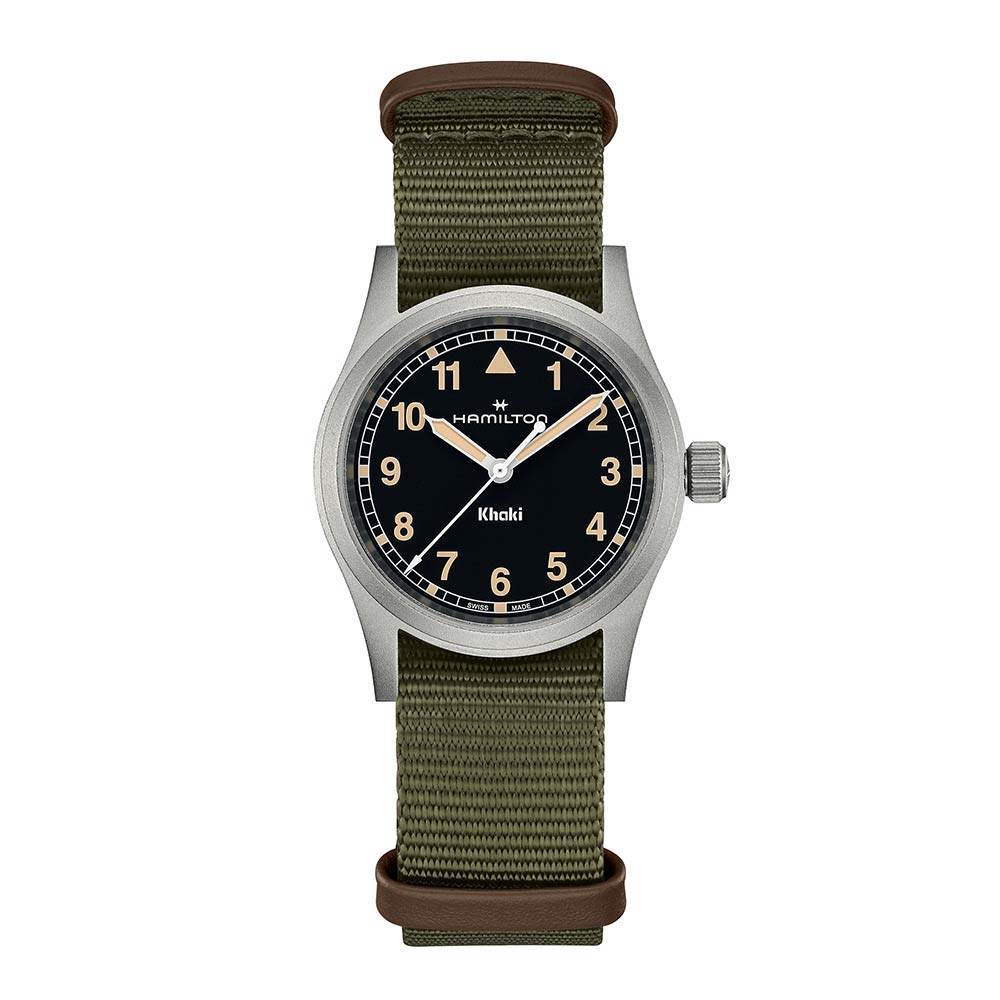 Orologio Hamilton Khaki Field Quartz Nero e Verde 33 mm