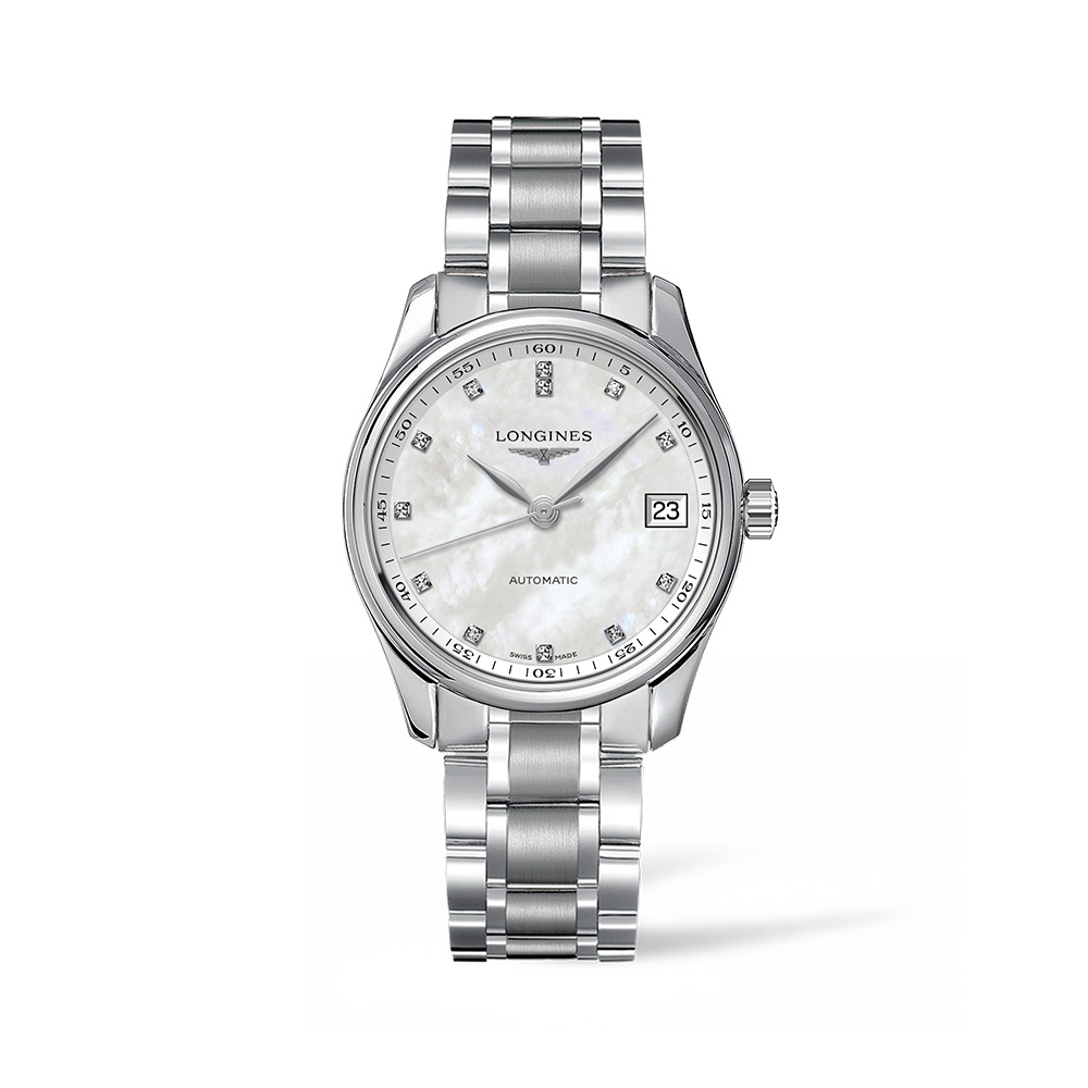Longines Master Collection Watch Steel Mother of Pearl and Diamonds 34 ...