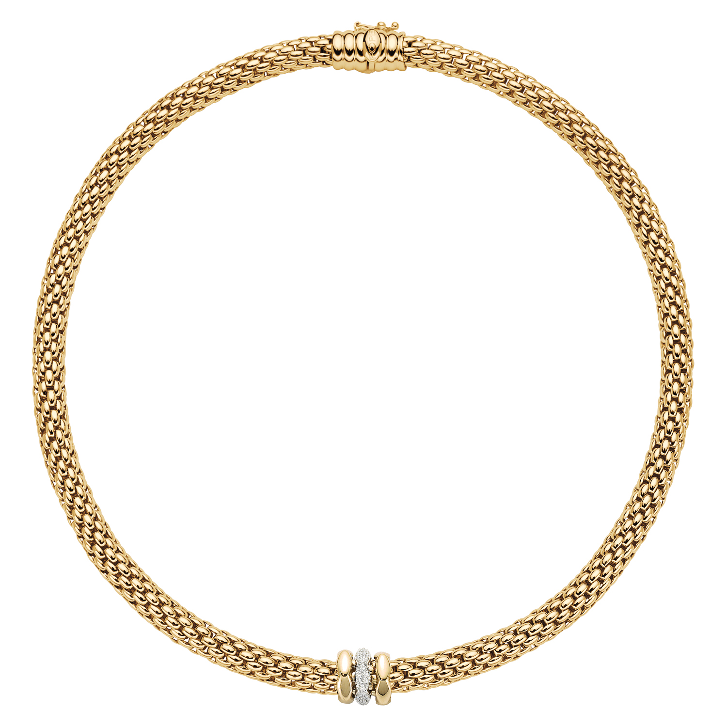 Fope Love Nest Collection Necklace in White and Yellow Gold with Diamonds